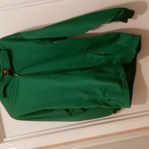 Men's athletic jacket with stripes down the sleeves and around the collar